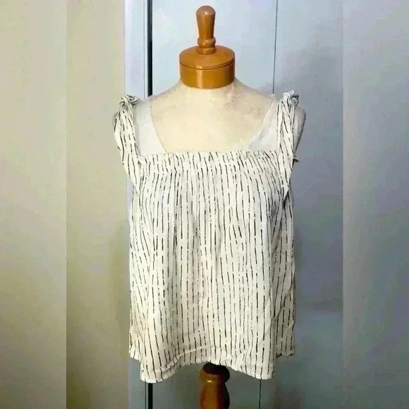 Billabong women sleeveless crop top ivory/black ties on shoulders size Large NWT - Picture 1 of 12